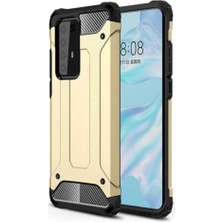 Caseart Huawei P40 Pro Kapak Çift Katmanlı Zırh Tank Kılıf - Gold