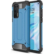 Caseart Huawei P40 Pro Kapak Çift Katmanlı Zırh Tank Kılıf - Mavi