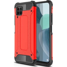 Caseart Huawei P40 Lite Kapak Çift Katmanlı Zırh Tank Kılıf - Kırmızı