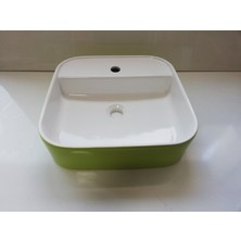 Güral Vit Nova 42 x 42 cm Mobilya Üstü Lavabo Dış Yeşil / Iç Beyaz