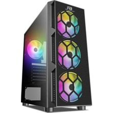 Power Boost VK-D501M 650W 80+ USB 3.0 ATX Mesh Single Ring Rainbow Fan Siyah Kasa