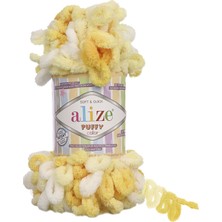 Alize Puffy Color 9 m Beyaz - Sarı