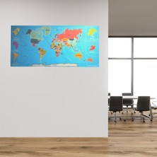 Buffer Renkli Atlas Dünya Haritası Manyetik Yapıştırıcı Gerektirmeyen Duvar Stickerı 118 x 56 cm