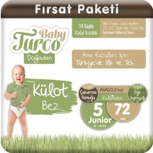 Baby Turco Doğadan Külot Bez 5 Numara Junıor 72'li