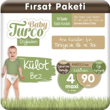 Baby Turco Doğadan Külot Bez 4 Numara Maxi 90'lı