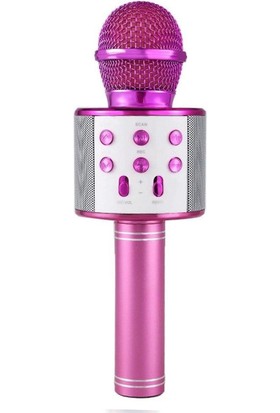 Wster WS-858 Karaoke Wireless Mikrofon - Dahili Hoparlör - Bluetooth & USB -