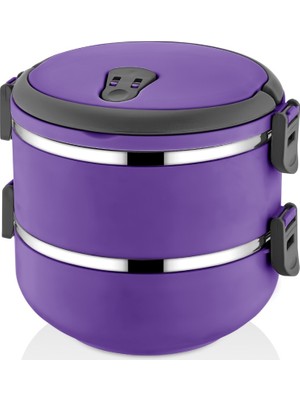 Freshbox Yeni Renk Mor 2 Katlı  Yemek Termosu Sefer Tası 1,5 lt