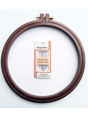 Nazarone Plastik Vidalı Kasnak Küçük Boy 1 No 19,5 cm + 6'lı Etamin Iğnesi