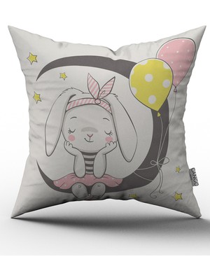 Cango Home Tavşan Kız Yastık Kırlent Kılıfı