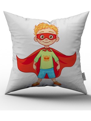 Cango Home Kırmızı Pelerinli Maskeli Çocuk Yastık Kırlent Kılıfı