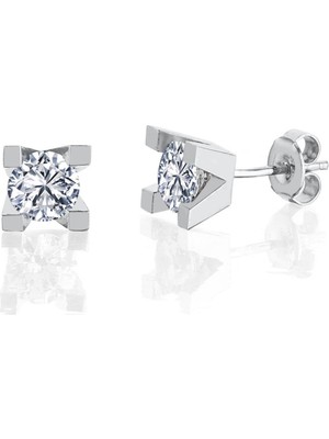 Mia Vento 1.50 Karat Effective Diamond Benzersiz Zerafet Tektaş Gümüş Küpe