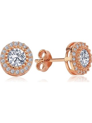 Mia Vento Pırlanta Montür Tek Işıltım Rose Gümüş Küpe