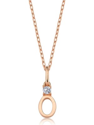 Mia Vento Mikro Minimal O Harfi Rose Gümüş Kolye