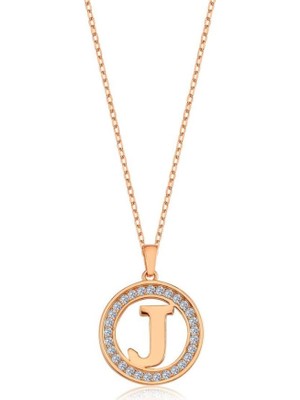 Mia Vento Işıltılı J Harfi Rose Gümüş Kolye