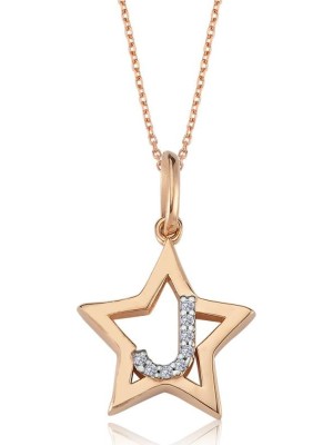 Mia Vento Yıldız J Harfi Rose Gümüş Kolye