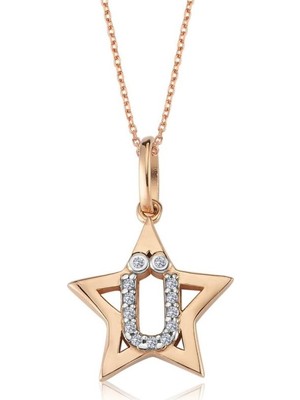 Mia Vento Yıldız Ü Harfi Rose Gümüş Kolye