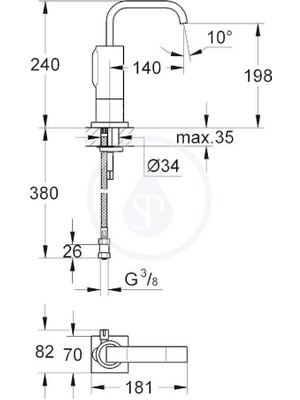 Grohe Allure E Pilli Çift Su Girişli Fotoselli Lavabo Bataryası 36098000