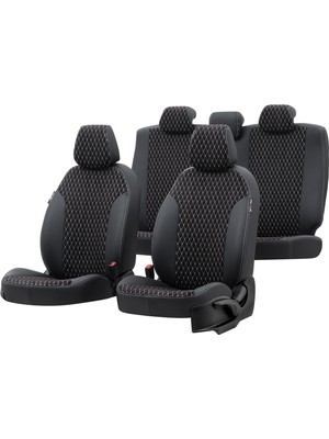 Otom Ford Focus 2011-2019 Özel Üretim Koltuk Kılıfı Amsterdam Design Tay Tüyü Siyah - Beyaz