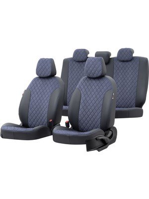 Otom Honda Civic 2012-2016 Özel Üretim Koltuk Kılıfı Madrid Design Tay Tüyü Mavi - Siyah