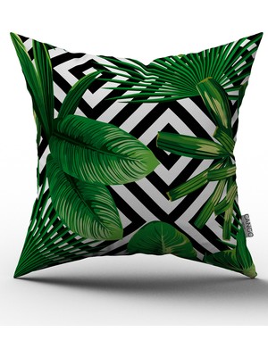 Cango Home Tropik Geometik Yaprak Yastık Kırlent Kılıfı 568