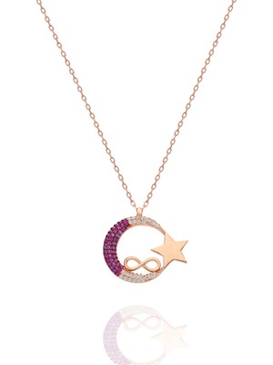 Nereze 925 Ayar Ay Yıldız Kadın Gümüş Kolye