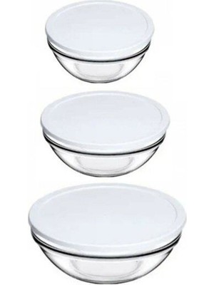Paşabahçe Chef's 3 Lü Cam Saklama Kabı Beyaz Kapaklı 97314