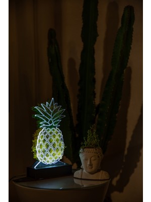 Benta Design 3D Ananas Şoklanmış Yosun 3 Boyutlu Dekoratif LED Masa