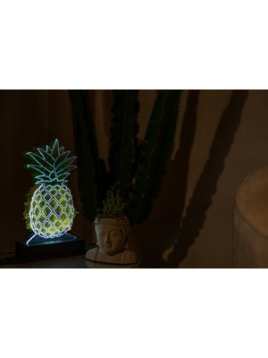 Benta Design 3D Ananas Şoklanmış Yosun 3 Boyutlu Dekoratif LED Masa