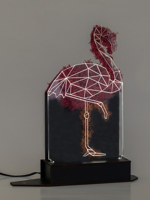 Benta Design 3D Flamingo Şoklanmış Yosun 3 Boyutlu Dekoratif LED Masa