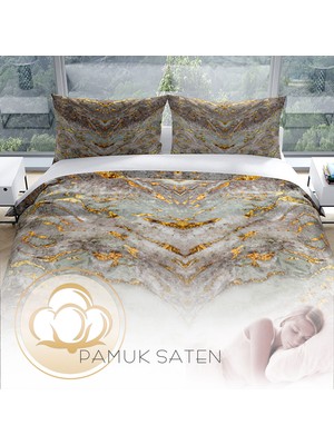 Monohome Cattleya Marble  Pamuk Saten Çift Kişilik Nevresim Takımı