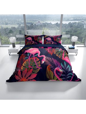 Monohome Cattleya Flamingo  Pamuk Saten Çift Kişilik Nevresim Takımı
