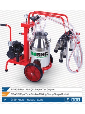 Gnc Boru Tipli Çift Sağım Tek Güğüm Süt Sağım Makinesi