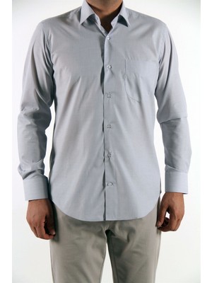 İntersivin S-9001 Klasik Uzun Kollu Gri Erkek Gömlek