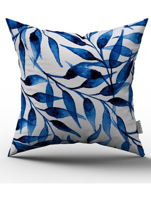 Cango Home  Mavi Çiçekli Yastık Kırlent Kılıfı
