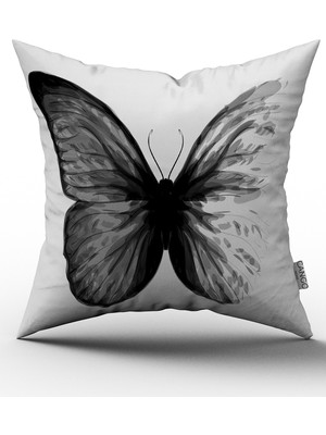 Cango Home Siyah Kelebek Yastık Kırlent Kılıfı 576