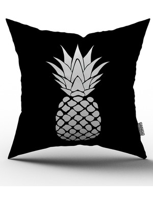 Cango Home Siyah Beyaz Ananas Yastık Kırlent Kılıfı 569