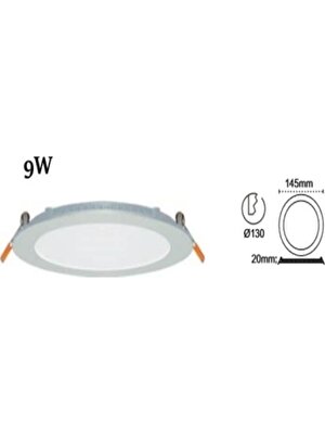 Pelsan 9W 6500K Beyaz Işık  S.a Slim LED Panel Downlight Armatür