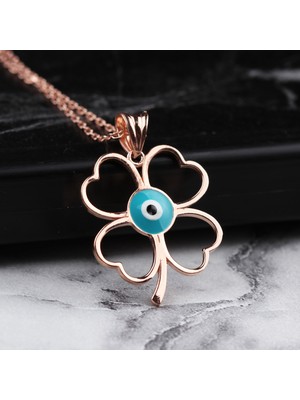 Glorria Gümüş Nazar Yonca Kolye