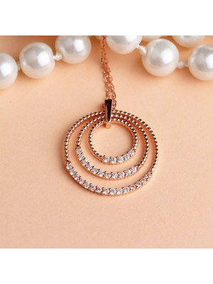 Glorria Gümüş Taşlı Halka Kolye