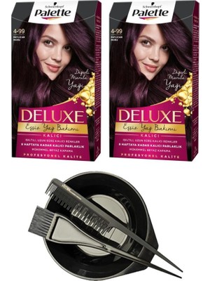 Palette Deluxe Set Saç Boyası 4-99 Patlıcan Moru  X2+ Saç Boyama Seti
