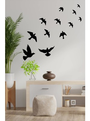 Msticker Uçak Kuşlar Dekoratif Duvar Sticker Kuş Sürüsü (58X61CM)