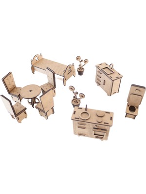 3D Sergi 3D Ahşap Puzzle Ev Eşyaları Set 2 - 105 Parça