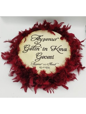 Sadrazam İsim Baskılı Orta Boy Bordo Tüylü Deri Tef