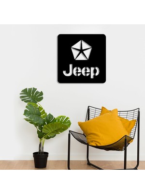 New Jargon Yıldızlı Jeep Araba Logosu Duvar Oda Ev Aksesuarı Ahşap Tablo 49 x 50 cm