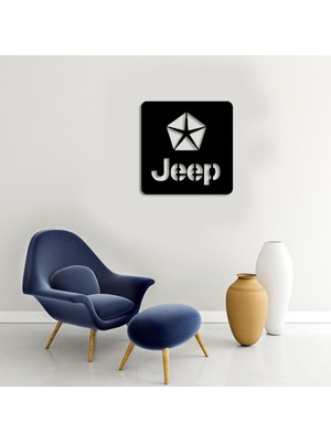 New Jargon Yıldızlı Jeep Araba Logosu Duvar Oda Ev Aksesuarı Ahşap Tablo 49 x 50 cm