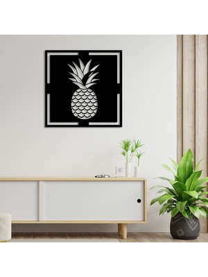 Mıgnatıs Dalga ve Su Yolu Desenli Ananas Duvar Oda Ev Aksesuarı Ahşap Tablo 50 x 50 cm