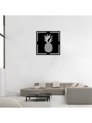 Mıgnatıs Dalga ve Su Yolu Desenli Ananas Duvar Oda Ev Aksesuarı Ahşap Tablo 50 x 50 cm