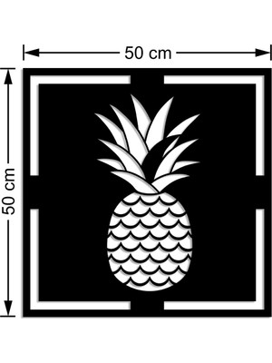 Mıgnatıs Dalga ve Su Yolu Desenli Ananas Duvar Oda Ev Aksesuarı Ahşap Tablo 50 x 50 cm