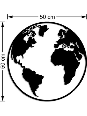Mıgnatıs Dünya Küre Yuvarlak Duvar Tablosu Dekoratif Ev Aksesuarı Ahşap Tablo 50 x 50 cm