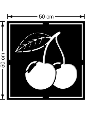 Mıgnatıs Geometrik Dalından Kopmuş Iki Kiraz Duvar Oda Ev Aksesuar Ahşap Tablo 50 x 50 cm